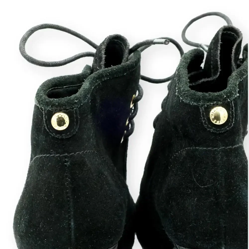 Michael Kors Womens Rory Black Suede Wedge Booties 8M